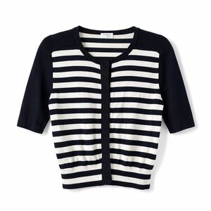 Akris Punto Cropped Striped Cotton Cardigan